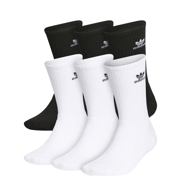 TREFOIL CREW SOCKS BLACK/WHITE (6 PACK)