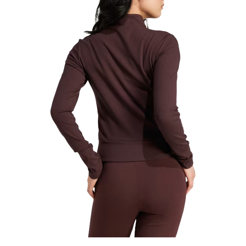 WOMEN’S ESSENTIALS RIBBED FULL-ZIP TRACK TOP SHADOW BROWN