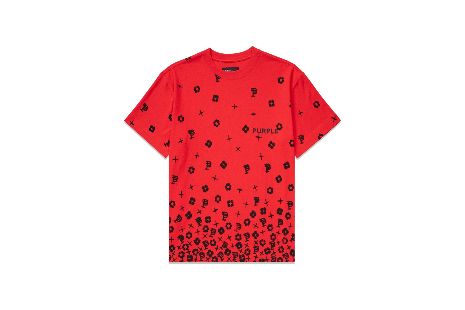 TEXTURED JERSEY RED SCATTERED MONOGRAM TEE