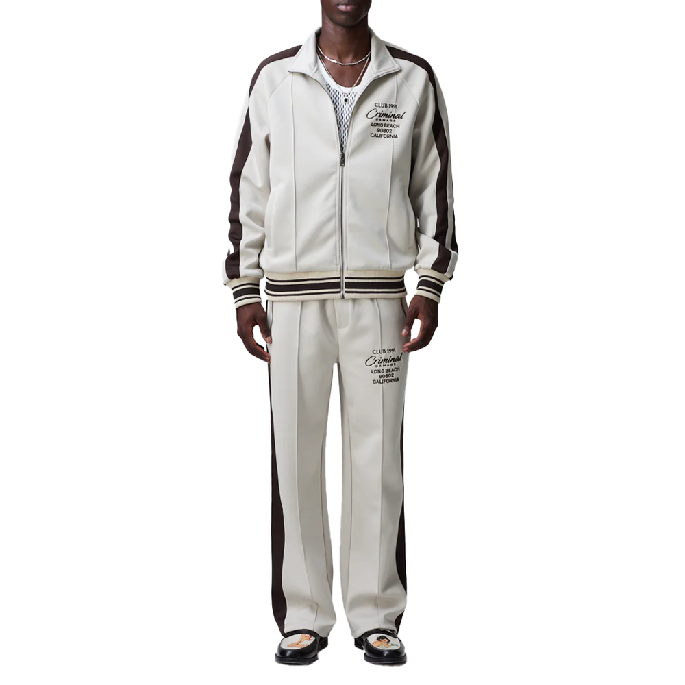 PIN TUCK TRACK TOP STONE/BROWN