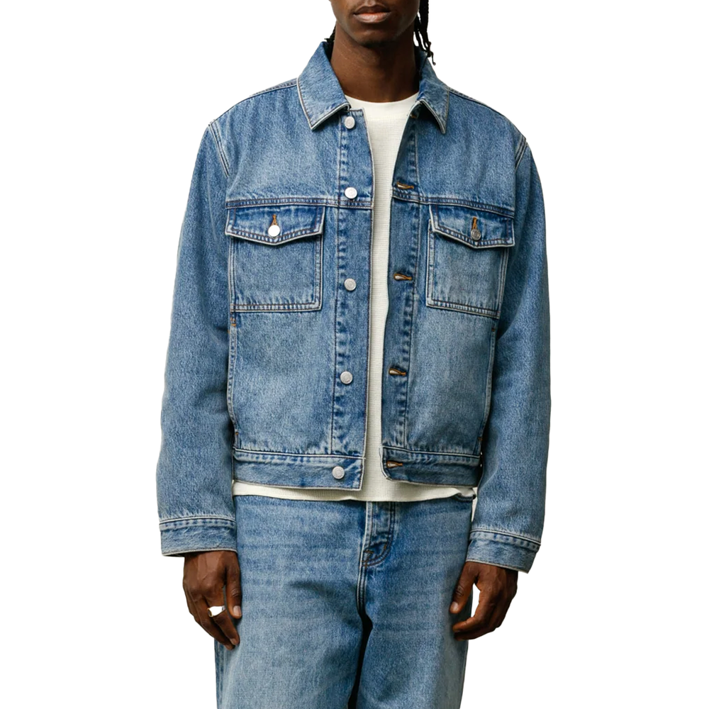 LINED DENIM TRUCKER INDIGO STONE WASH