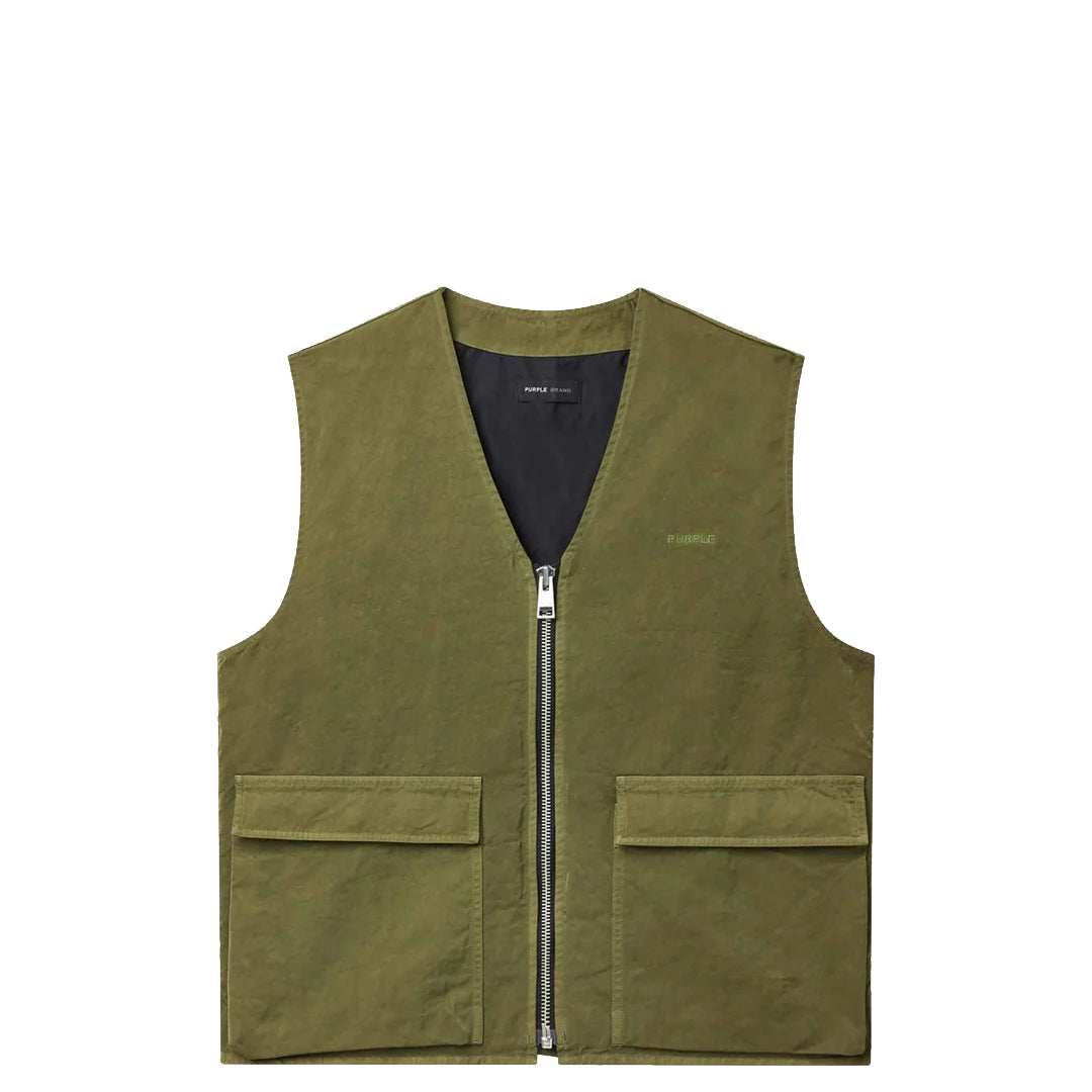 WOVEN FULL ZIP UTILITY VEST MILITARY WORDMARK – NRML