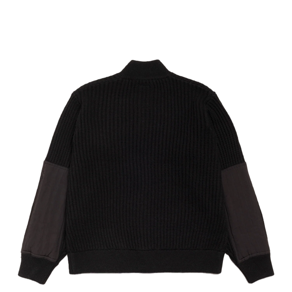 MILITARY PATCH ZIP SWEATER BLACK