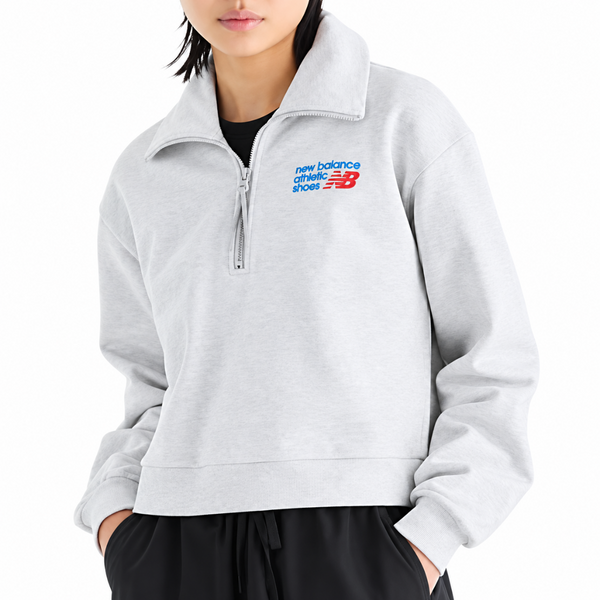 WOMEN'S ATHLETIC PREMIUM LOGO HALF ZIP ASH HEATHER