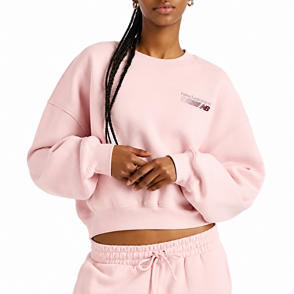 WOMEN'S TRACKSIDE FLEECE CREWNECK PINK CHALK