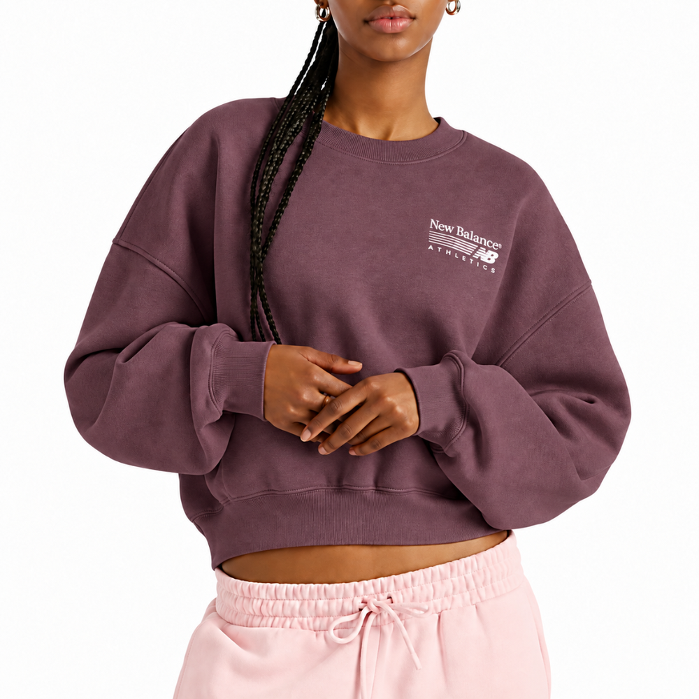 WOMEN'S TRACKSIDE FLEECE CREWNECK BURGUNDY
