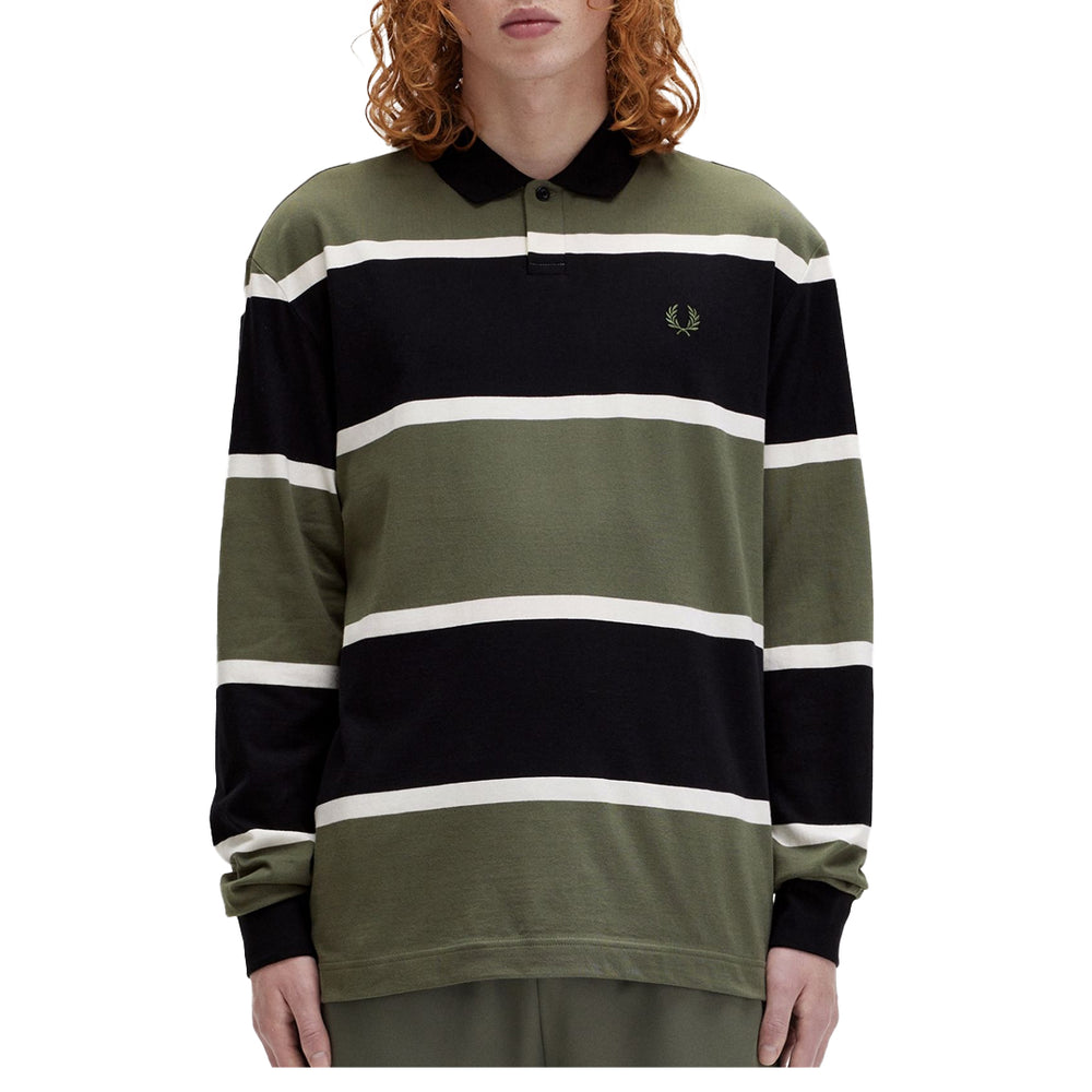 STRIPPED LONG SLEEVE POLO SHIRT