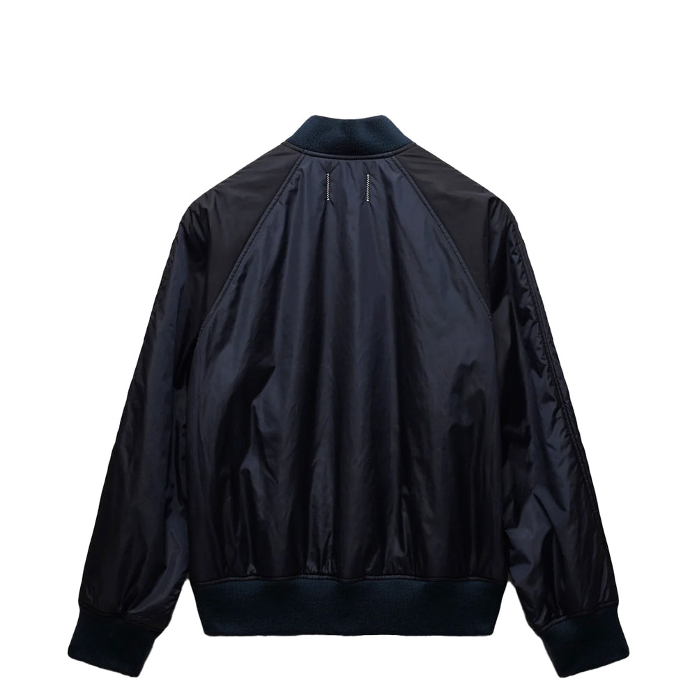 ECONYL SATIN NYLON STADIUM JACKET NAVY