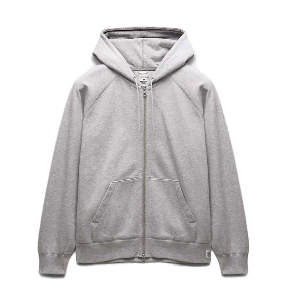 BRUSHED FLEECE ZIP HOODIE HEATHER GREY