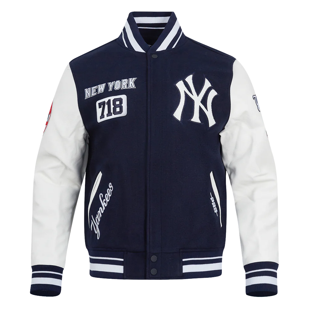 NEW YORK YANKEES AREA CODE RIB WOOL VARSITY JACKET MIDNIGHT NAVY