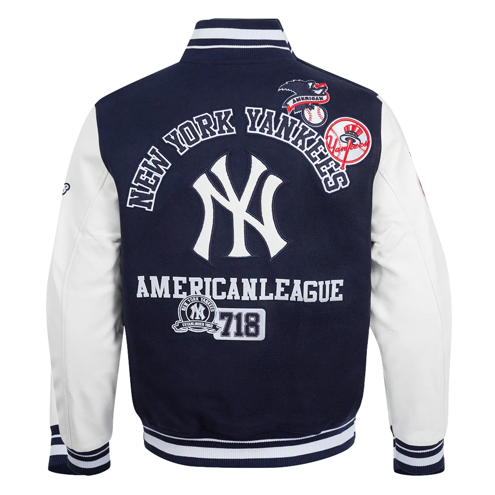 NEW YORK YANKEES AREA CODE RIB WOOL VARSITY JACKET MIDNIGHT NAVY