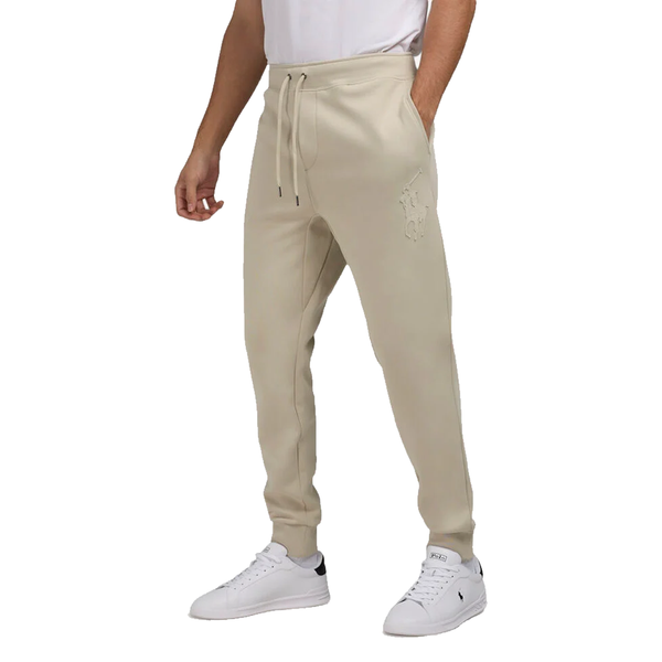 LEATHER PONY DOUBLE KNIT JOGGER PANT BEIGE