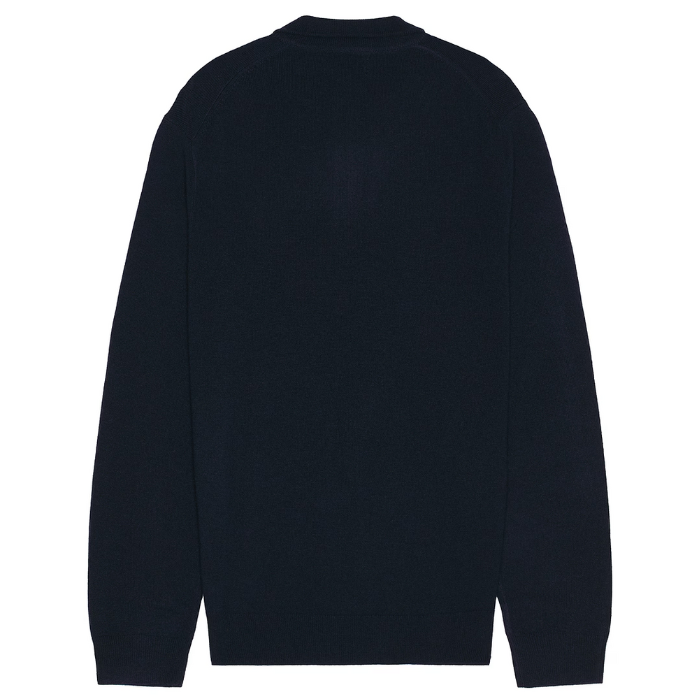 MERINO WOOL NOVELTY BEAR 1/2 ZIP BLUE SWEATER