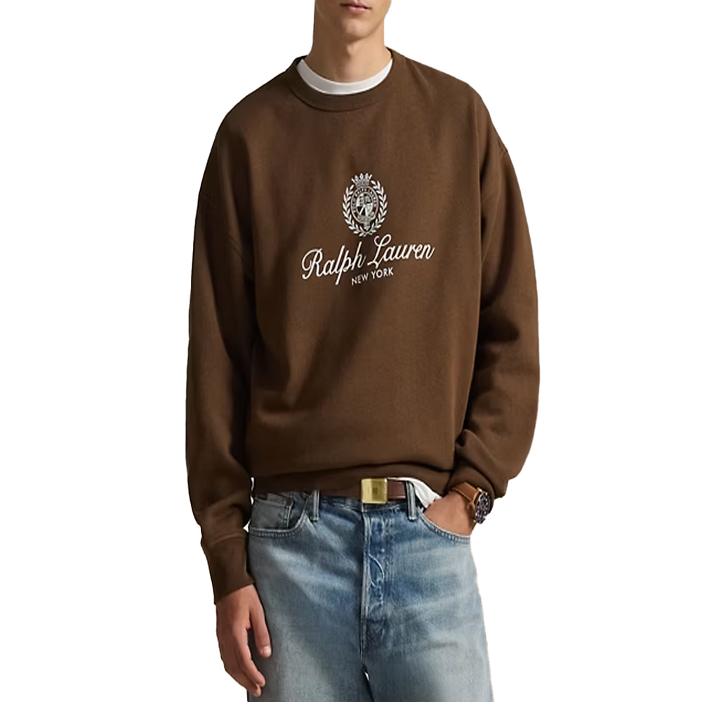 RELAXED FIT FLEECE GRAPHIC SWEATSHIRT BROWN