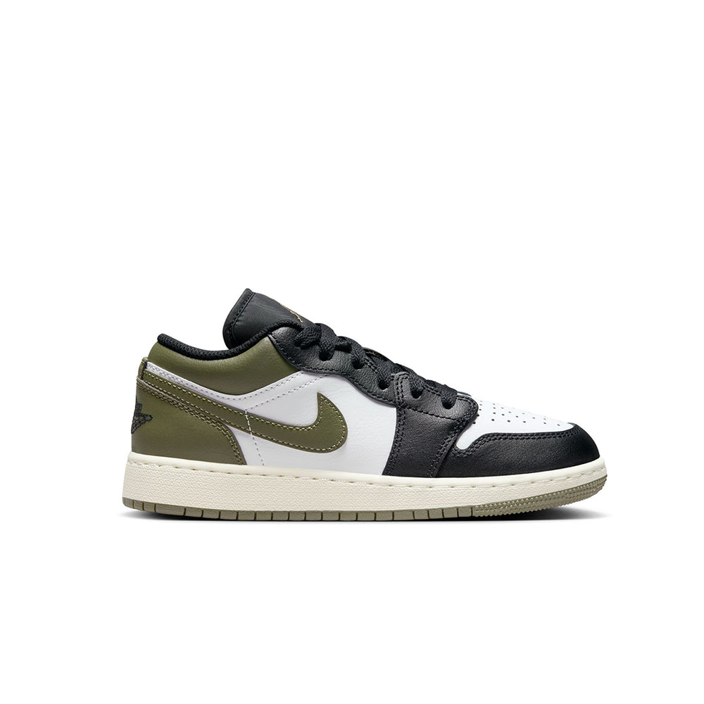 AIR JORDAN 1 LOW (GS) BLACK TOE MEDIUM OLIVE