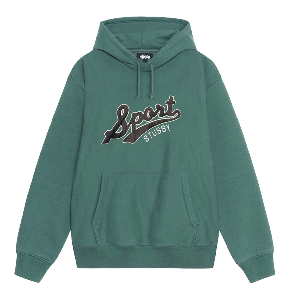 SATIN PATCH OVERSIZED HOODIE GREEN