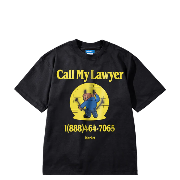 SMILEY CALL MY LAWYER BEAR T-SHIRT BLACK