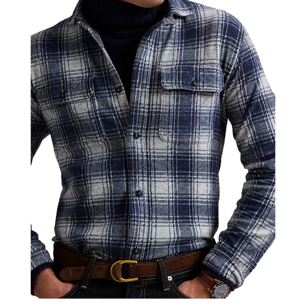 LONG SLEEVE KNIT FLANNEL CRUISE NAVY