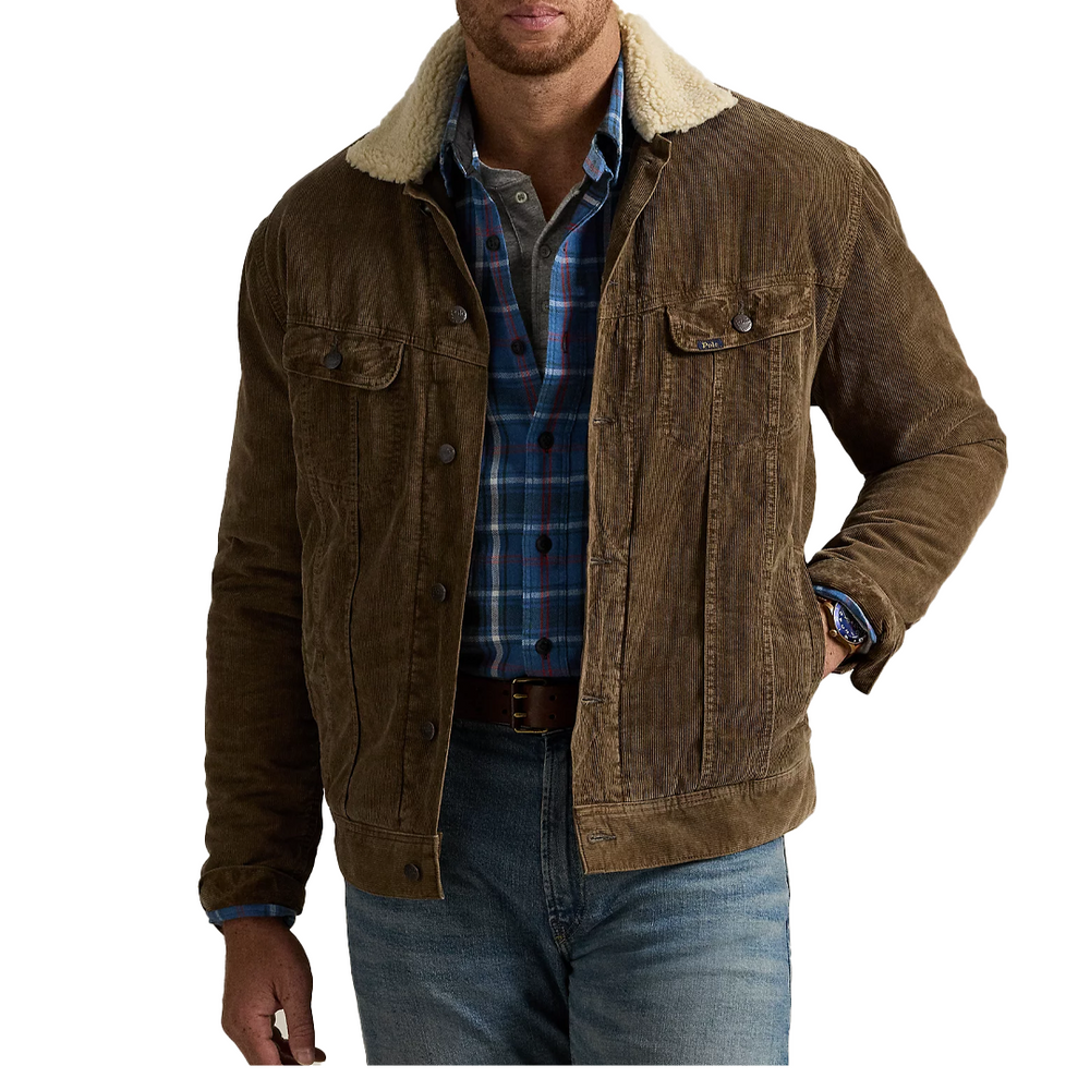 FLEECE LINED COURDUROY TRUCKER JACKET