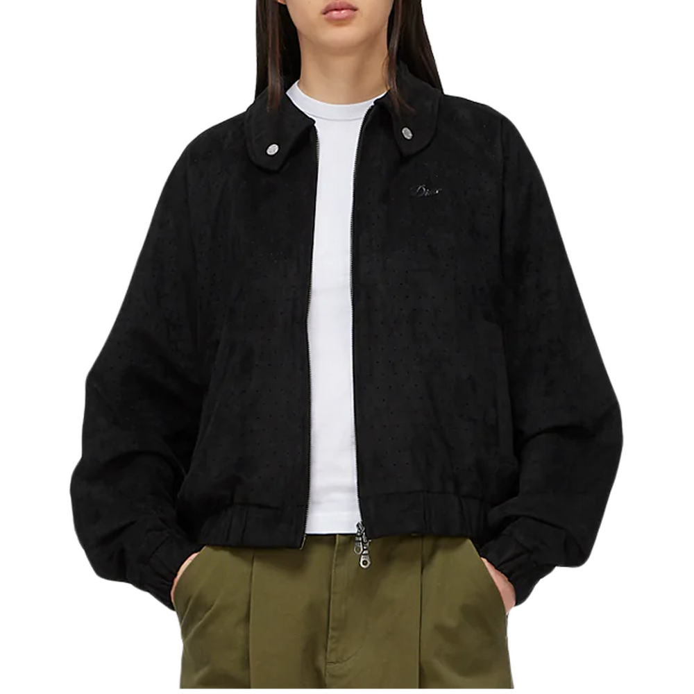 PERFORATED FAUX SUEDE JACKET BLACK