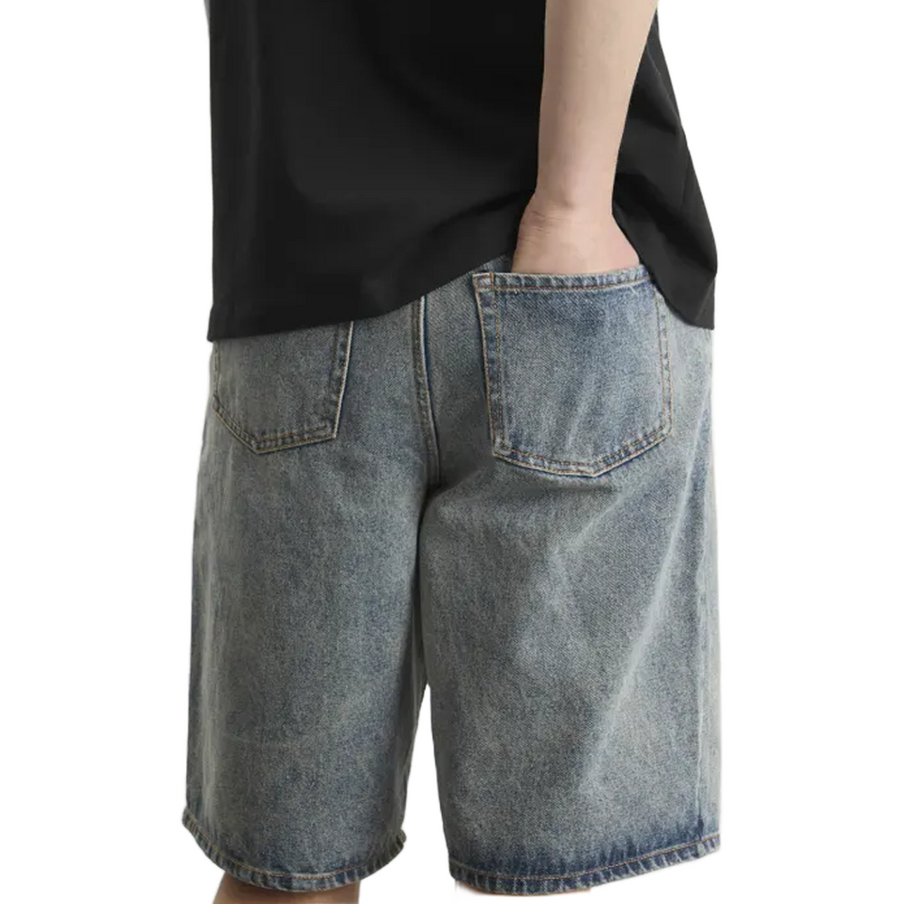 COMPACT SHIELD EMBROIDETY DENIM SHORTS