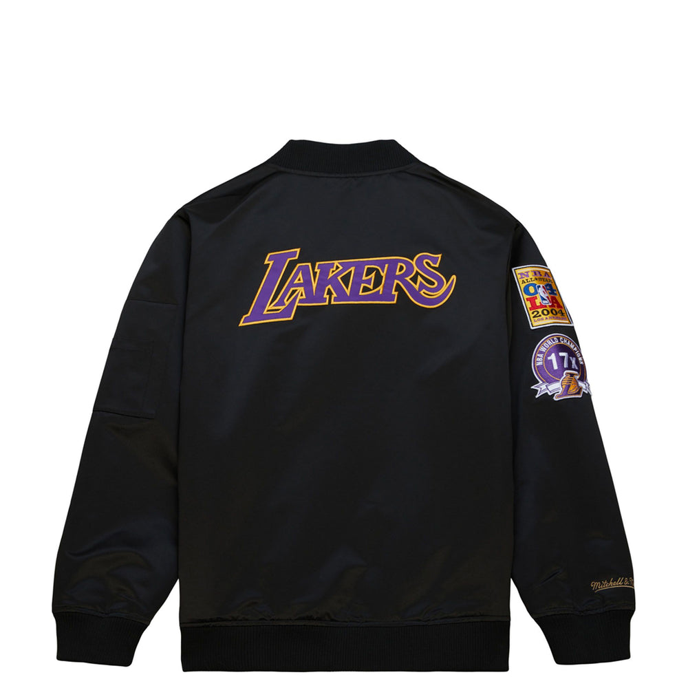 LIGHTWEIGHT SATIN BOMBER VINTAGE LOGO LA LAKERS