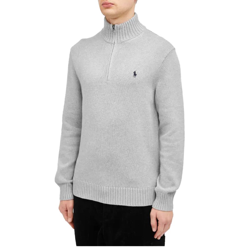 HALF ZIP KNIT JUMPER SWEATER GREY