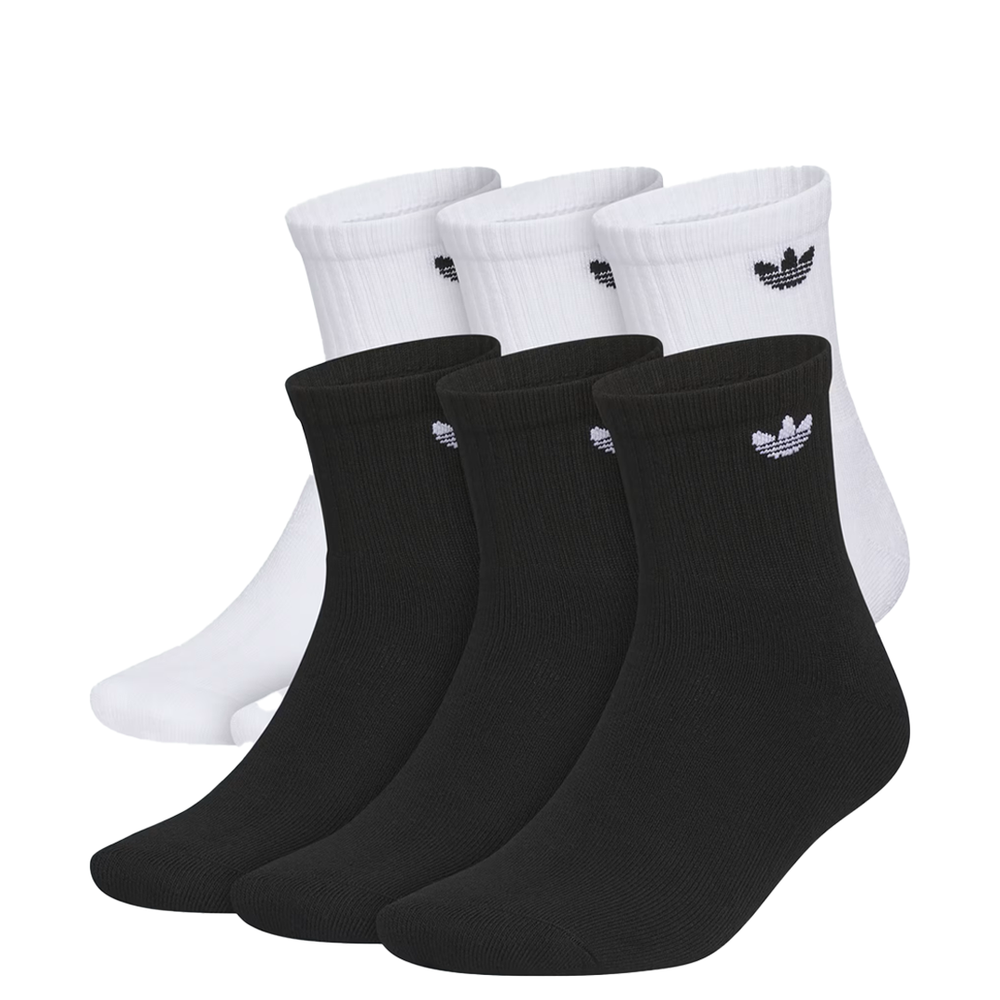 UNISEX ORIGINALS TREFOIL 2.0 6-PACK QUARTER LENGTH SOCKS WHITE/BLACK