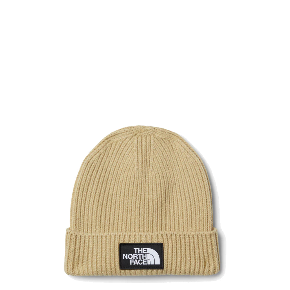 TNF LOGO BOX CUFF BEANIE KHAKI STONE