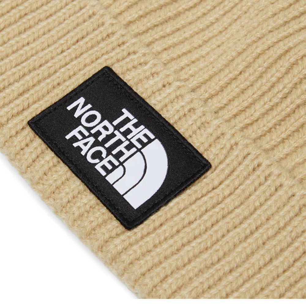 TNF LOGO BOX CUFF BEANIE KHAKI STONE