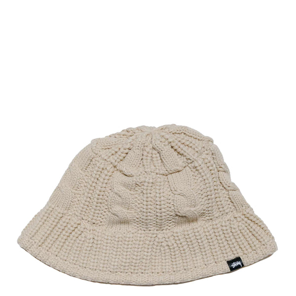 CABLE KNIT BUCKET HAT OAT