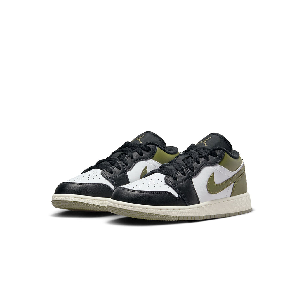 AIR JORDAN 1 LOW (GS) BLACK TOE MEDIUM OLIVE