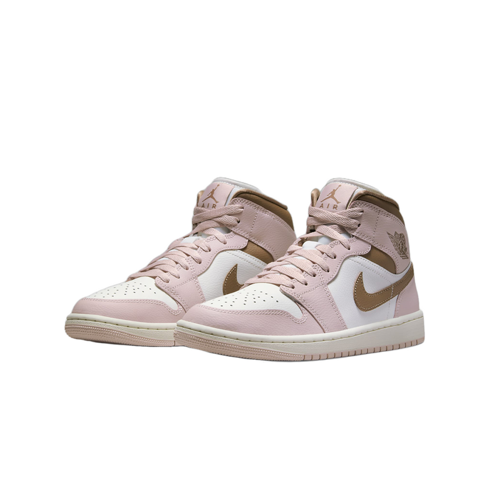 WOMEN'S AIR JORDAN 1 MID PINK OXFORD BROWN