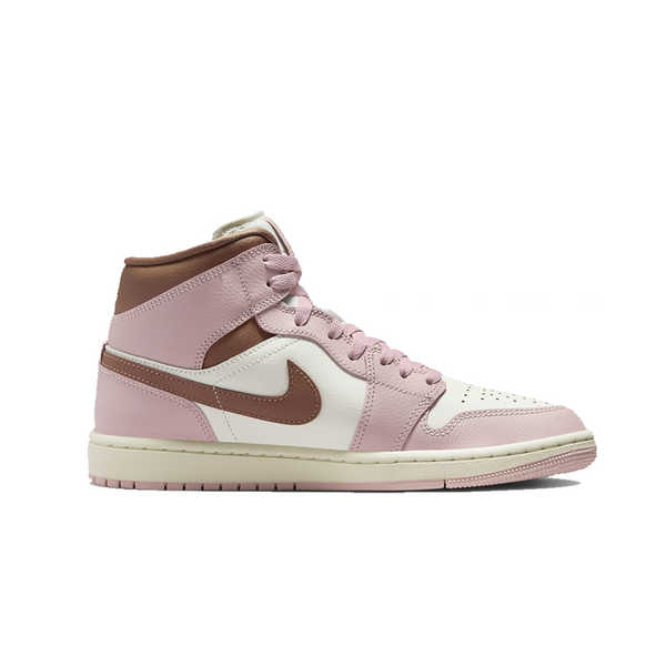 WOMEN'S AIR JORDAN 1 MID PINK OXFORD BROWN