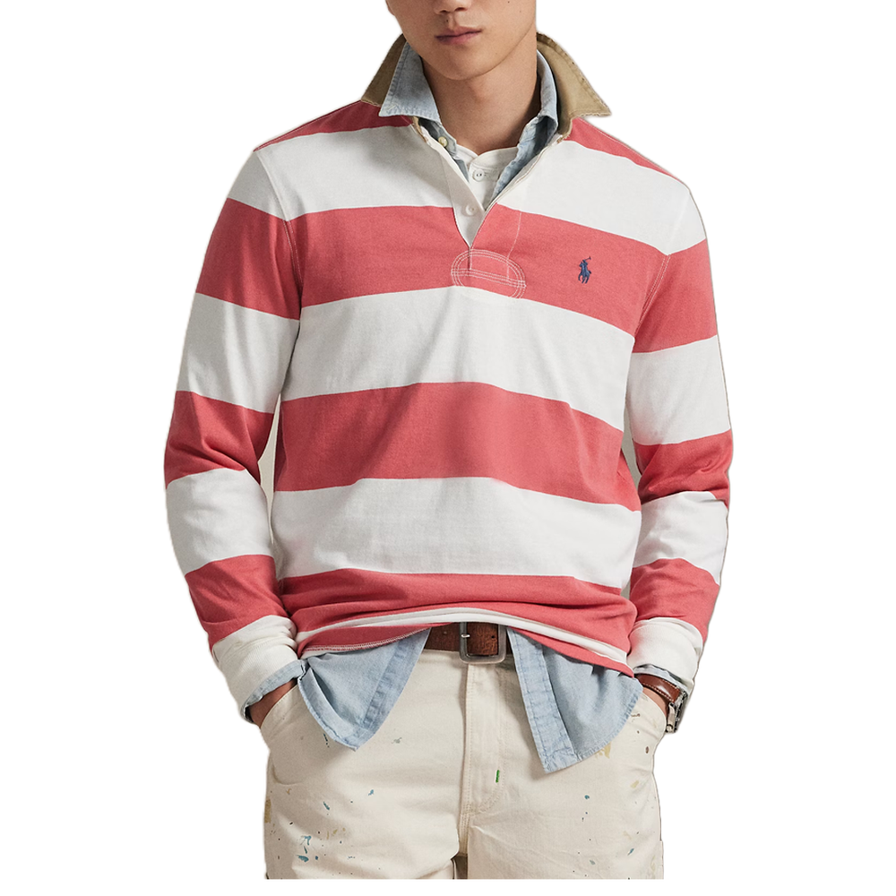 CLASSIC FIT KHAKI-COLLAR RUGBY SHIRT