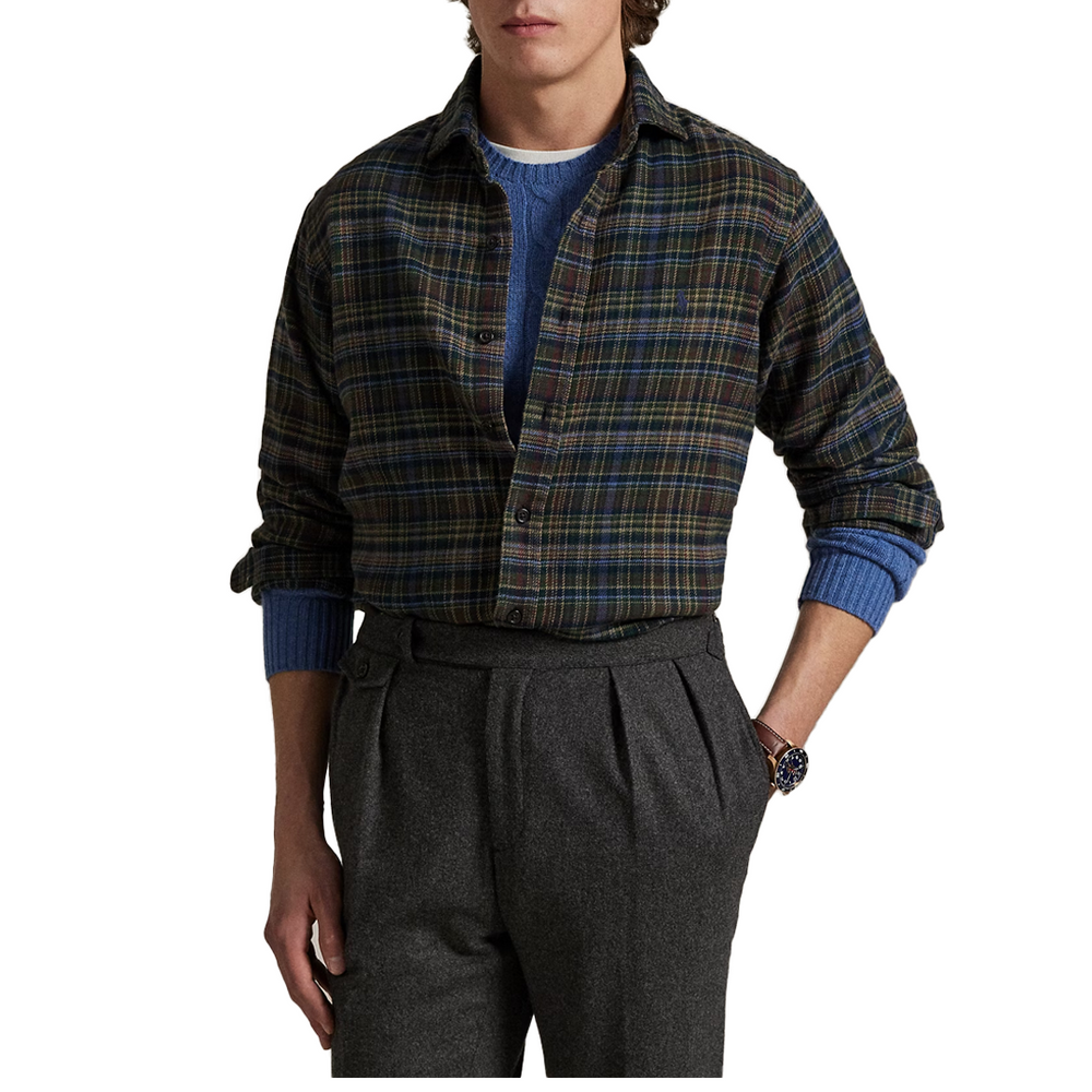 PLAID BRUSHED FLANNEL SHIRT