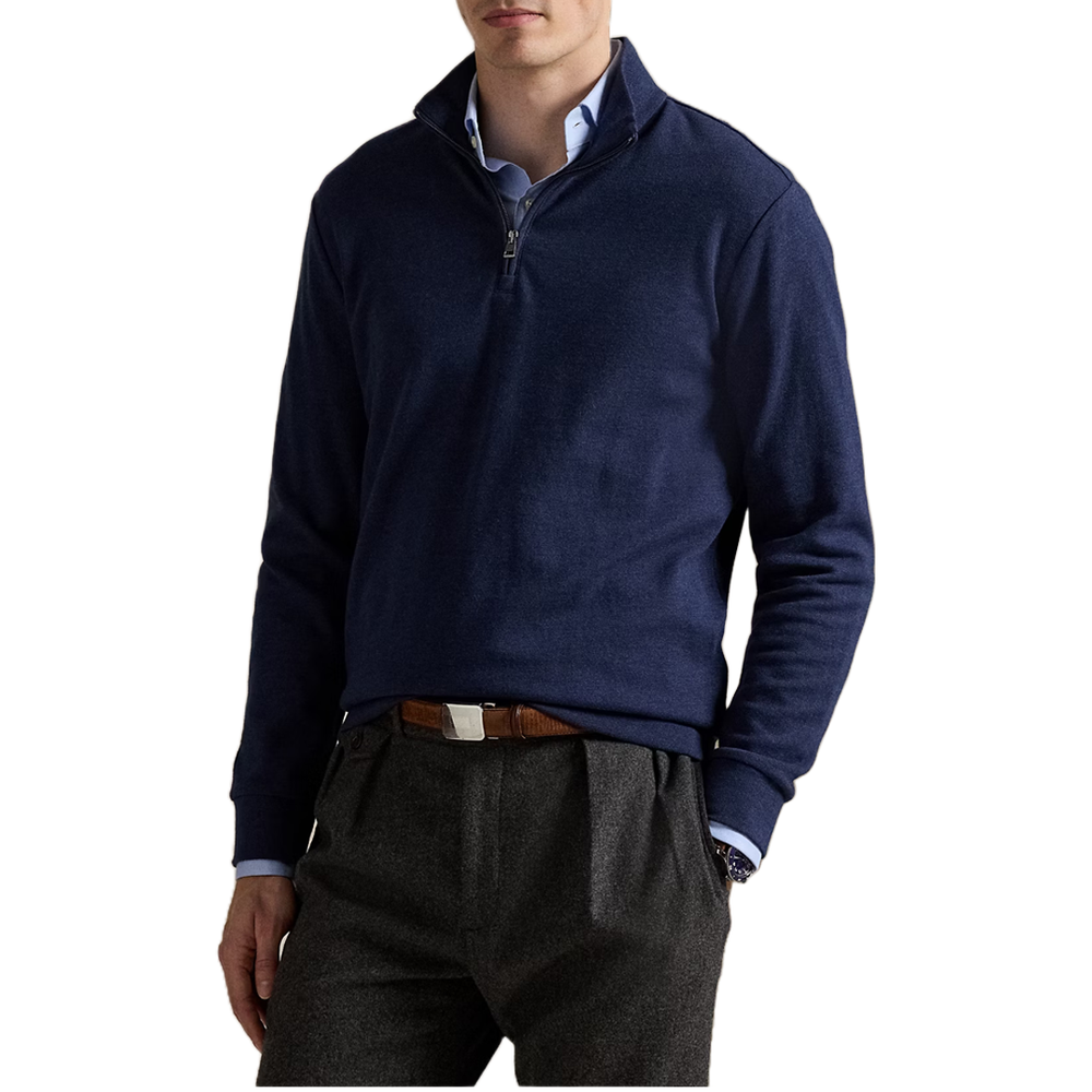 TEXTURED QUARTER-ZIP PULLOVER NAVY