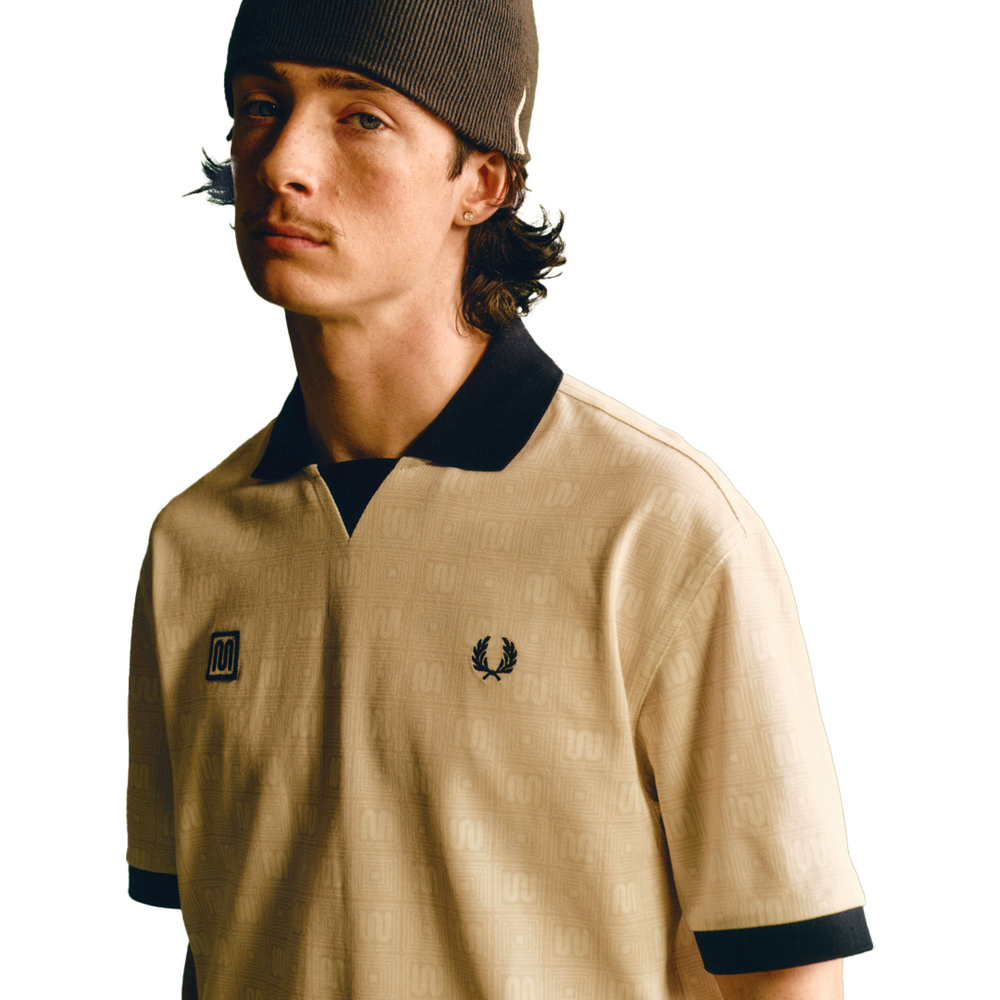 MEYBA X FRED PERRY PRINTED POLO SHIRT ECRU