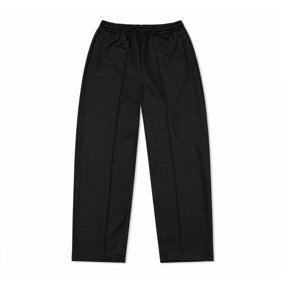 LEATHER PATCH TRACK PANTS BLACK