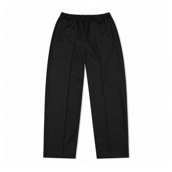 LEATHER PATCH TRACK PANTS BLACK