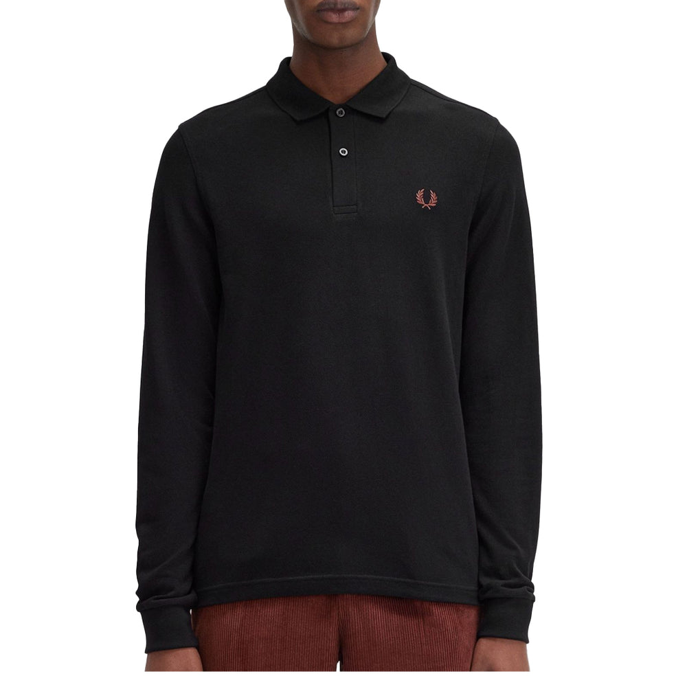 LONG SLEEVE PLAIN FRED PERRY SHIRT BLACK