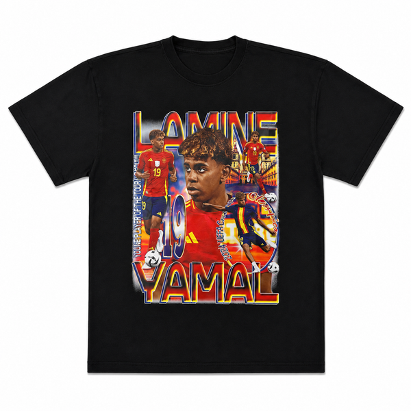 LAMINE YAMAL "YOUNG PLAYER OF THE TOURNAMENT" GRAPHIC TEE BLACK