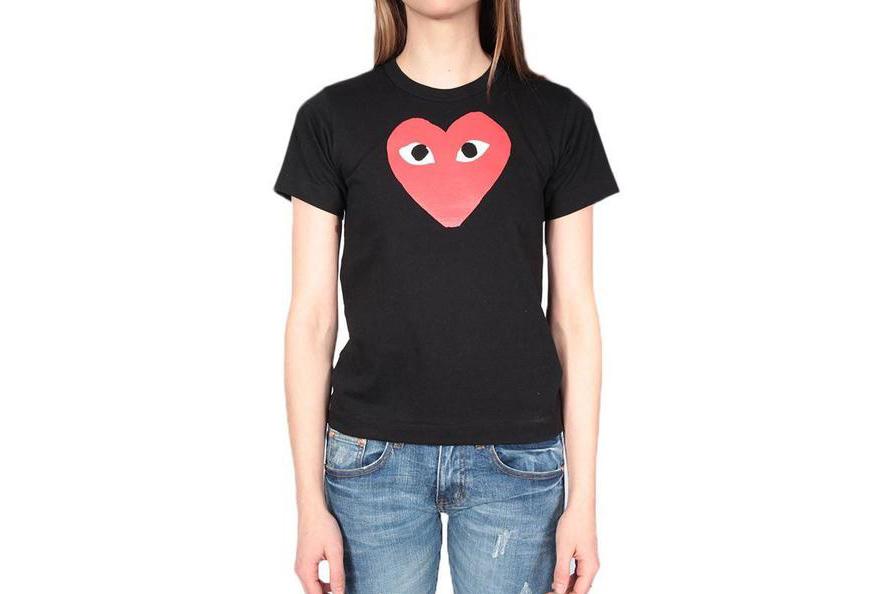 RED HEART BLACK TEE WOMENS SOFTGOODS COMME DES GARCONS BLACK S 