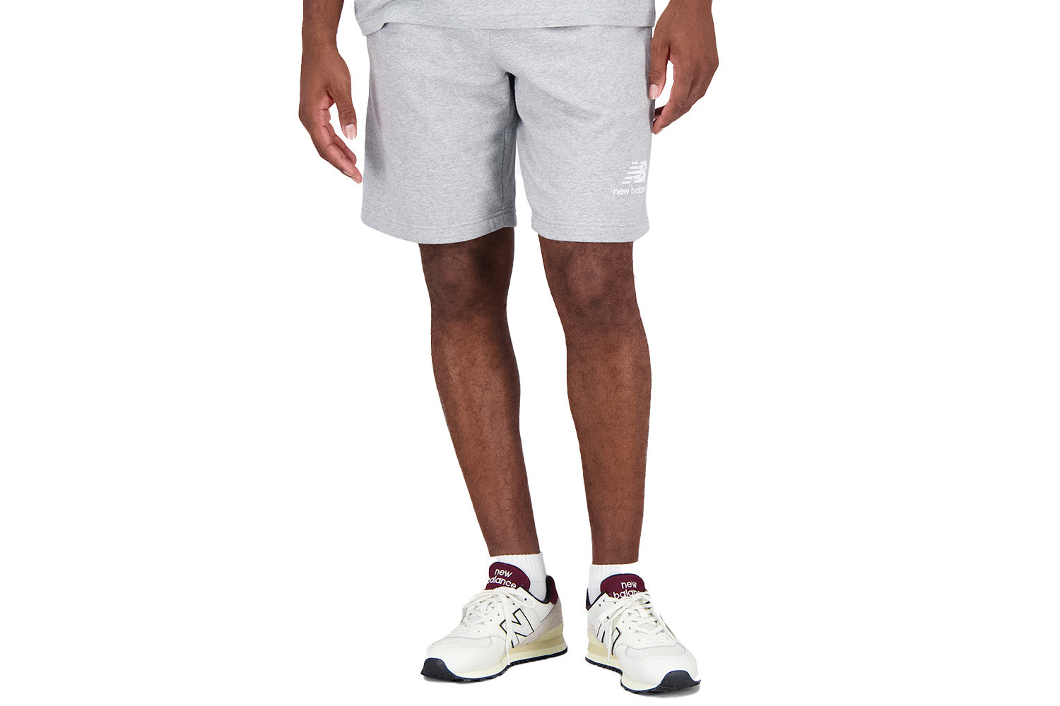 NEW BALANCE ESSENTIALS STACKED LOGO FRENCH TERRY SHORT ATHLETIC GREY