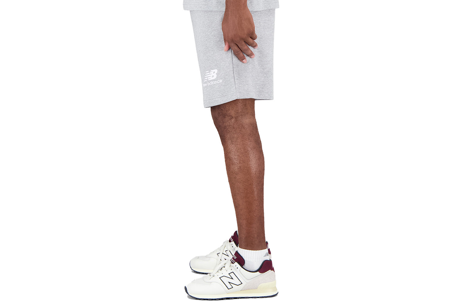 NEW BALANCE ESSENTIALS STACKED LOGO FRENCH TERRY SHORT ATHLETIC GREY
